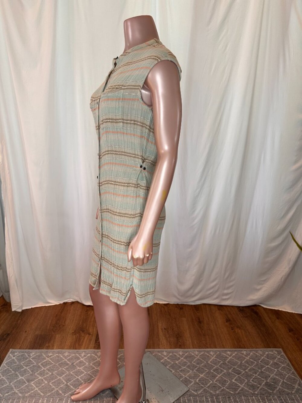 Prana Organic Cotton Shirt Dress | Small | Button Front Casual Coastal | A-1823 - Picture 8 of 15